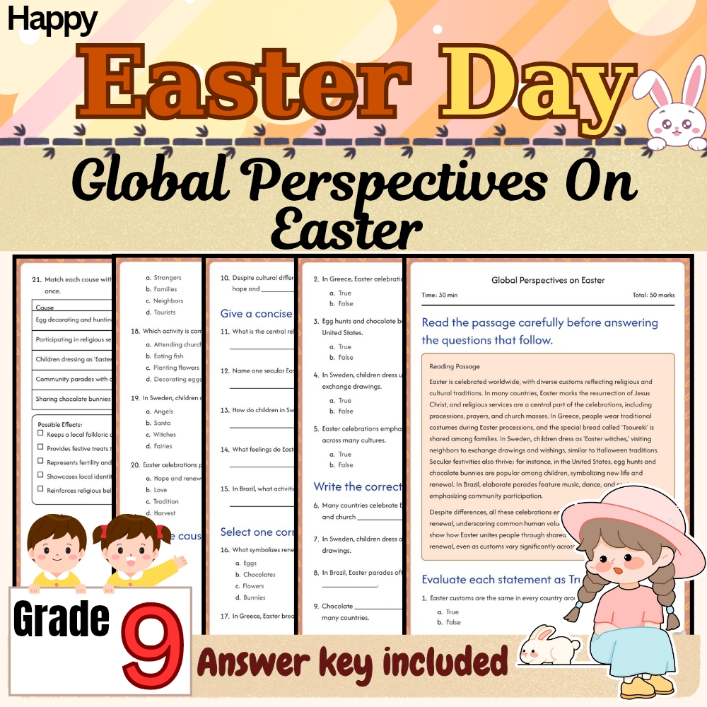 Grade 9 Seasonal Unit | Easter & Holiday Studies Worksheets Collection — included worksheet 3