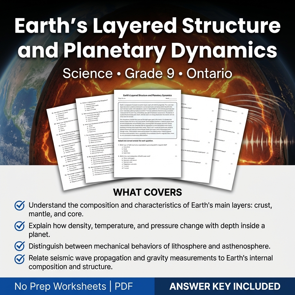 Earth's Layered Structure and Planetary Dynamics Worksheet | Ontario Grade 9