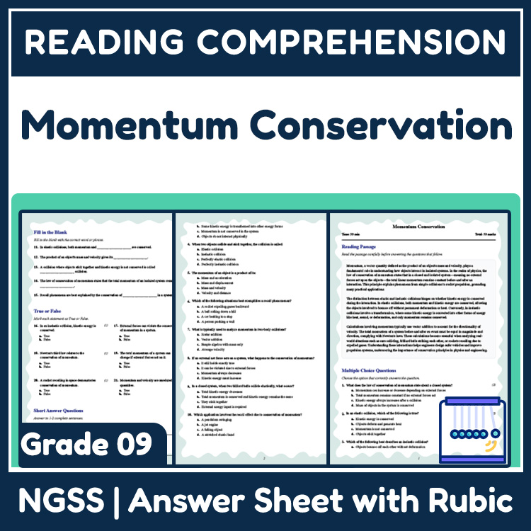 Grade 9 Science reading worksheets worksheet — 9th Grade Science | Momentum Conservation Reading Worksheet & Answer Key (P…