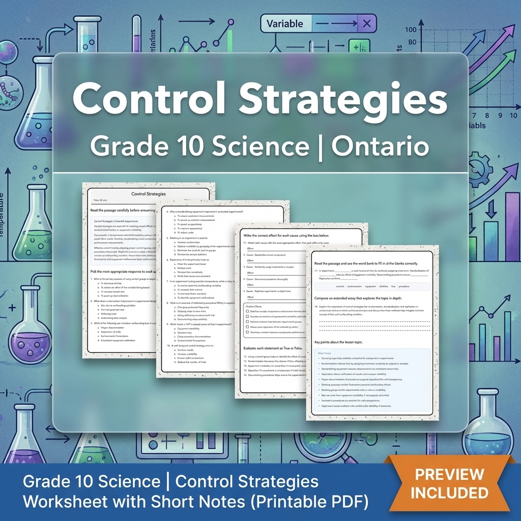 Grade 10 Science Lesson Group Bundle | Ontario Curriculum Worksheets — included worksheet 8