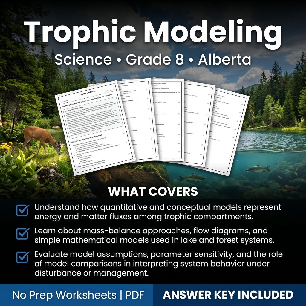 Grade 8 Science Worksheet on Trophic Modeling | Alberta Standards