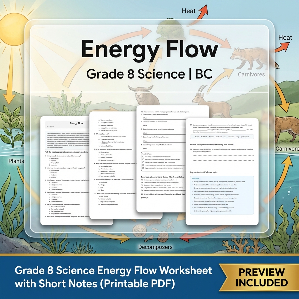 Grade 8 Science Lesson Bundle | Ecosystems, Biodiversity & Environmental Impacts — included worksheet 10