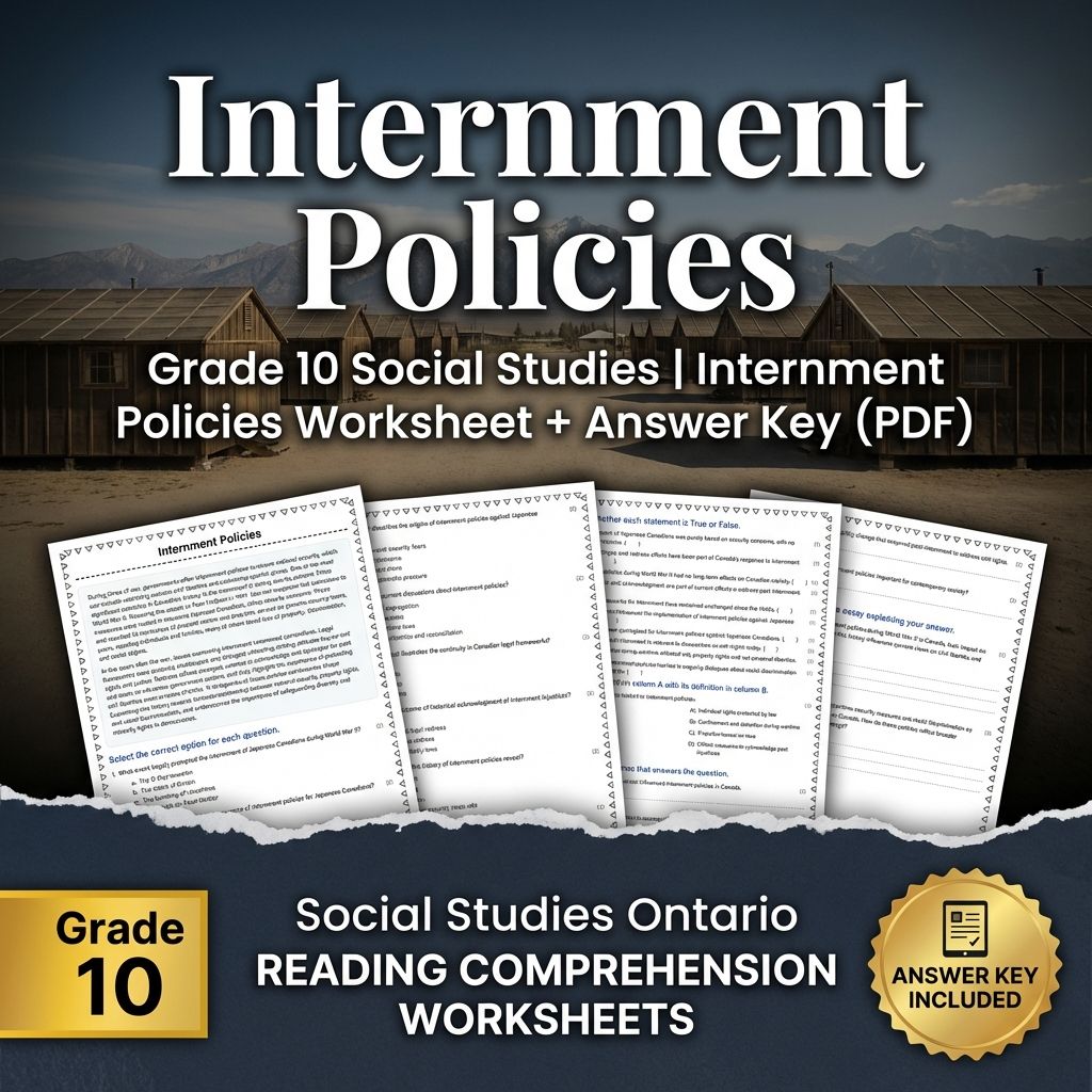 Grade 10 Social Studies | Internment Policies Worksheet + Answer Key (PDF)