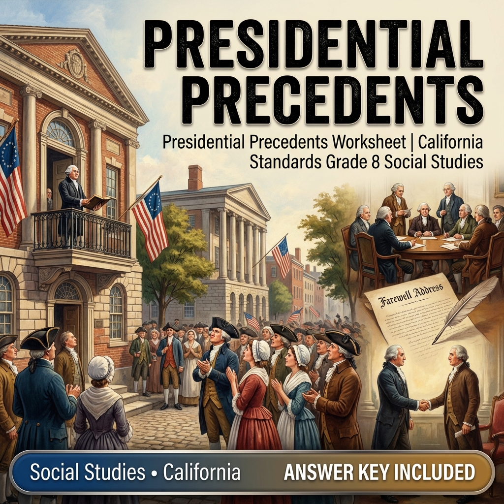 Presidential Precedents Worksheet | California Standards Grade 8 Social Studies