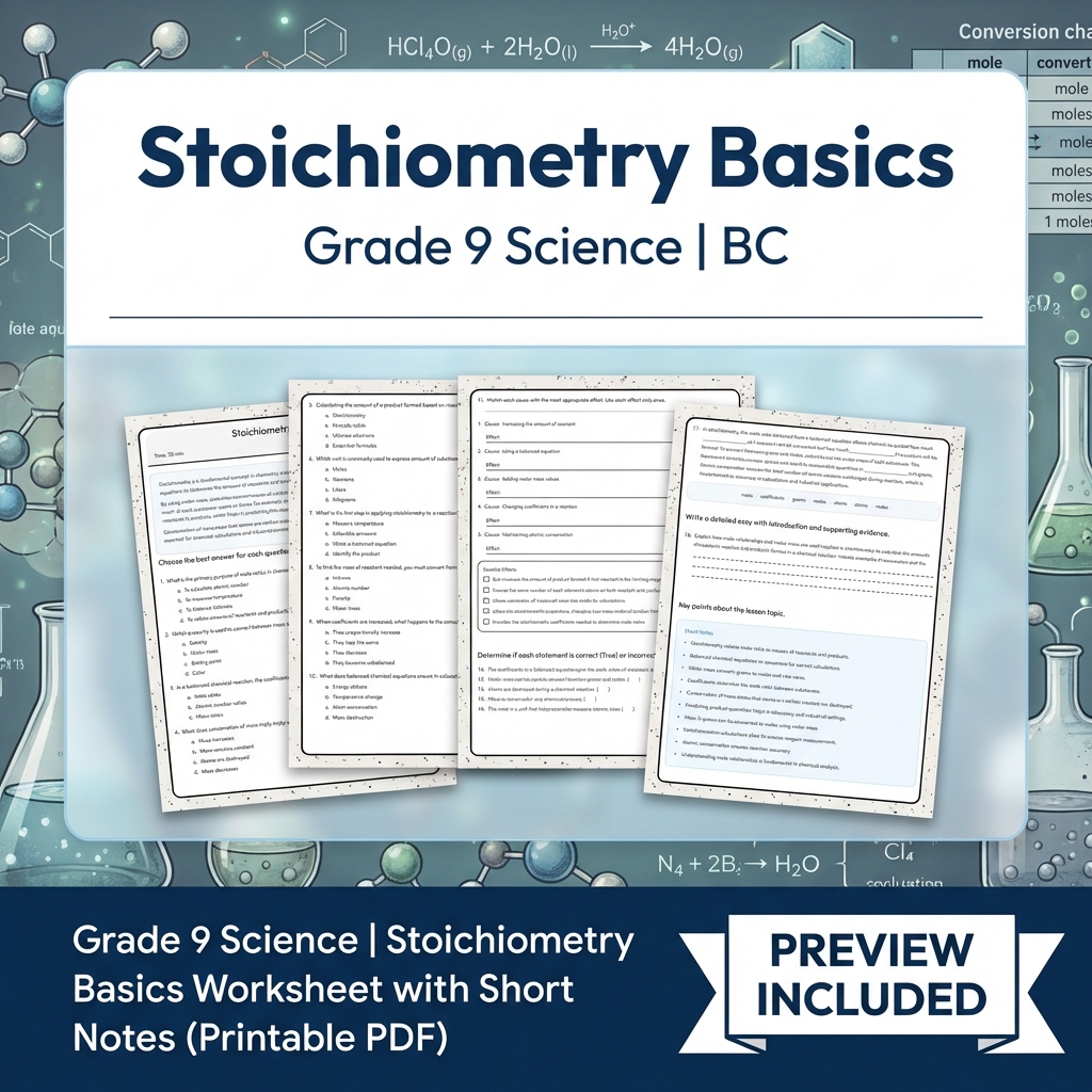 Grade 9 Science Lesson Bundle | BC Framework Focused Worksheets — included worksheet 14