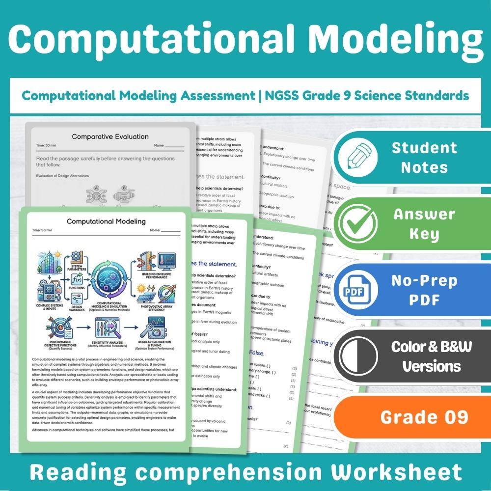 Computational Modeling Assessment | NGSS Grade 9 Science Standards