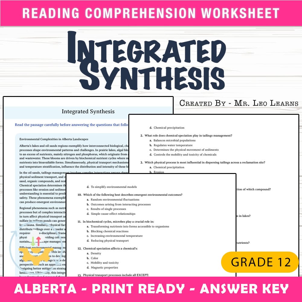 Grade 12 Science worksheet mcq paper worksheet — Grade 12 Science — Worksheet MCQ Paper for Mastering Integrated Synthesis…