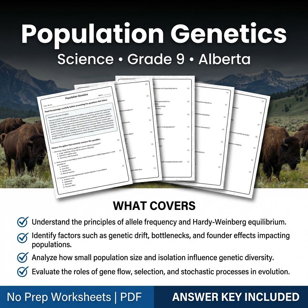 Population Genetics Worksheet for Grade 9 Science | Alberta Standards