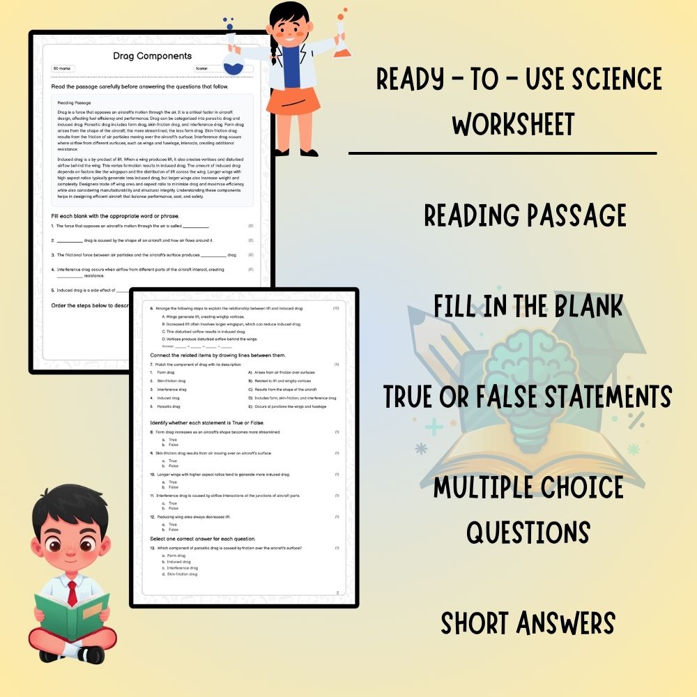 Grade 6 Science worksheet worksheet — Grade 6 Science – Drag Components Worksheet (PDF ) - Ontario Standards — page 2