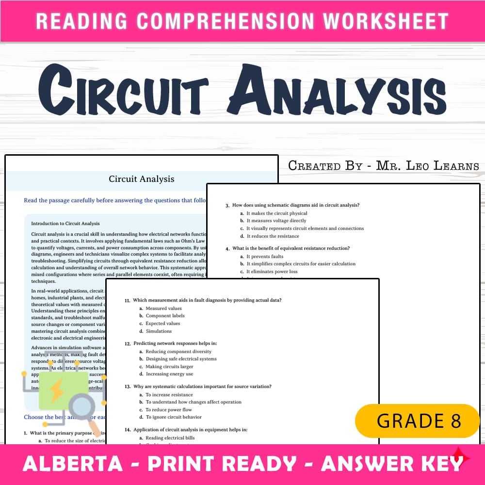 Grade 8 Science worksheet mcq paper worksheet — Grade 8 Science — Worksheet MCQ Paper for Circuit Analysis — page 1
