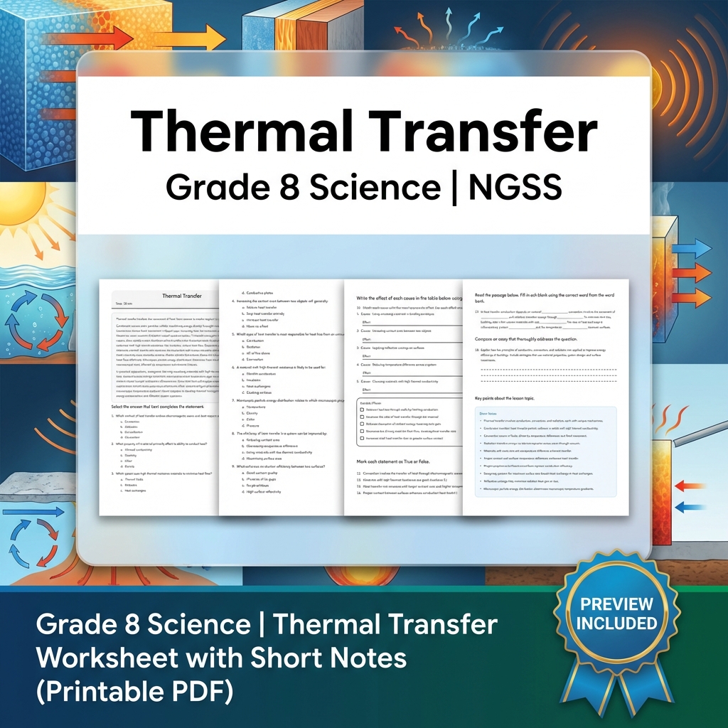 Grade 8 Science Energy Unit Bundle | NGSS-Aligned Worksheets & Assessment Pack — included worksheet 2