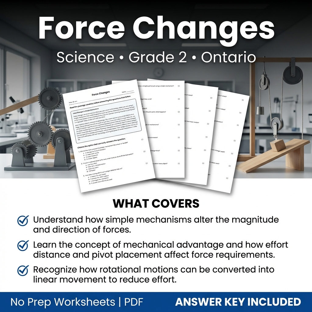 Force Changes Grade 2 Science Worksheet | Ontario Standard