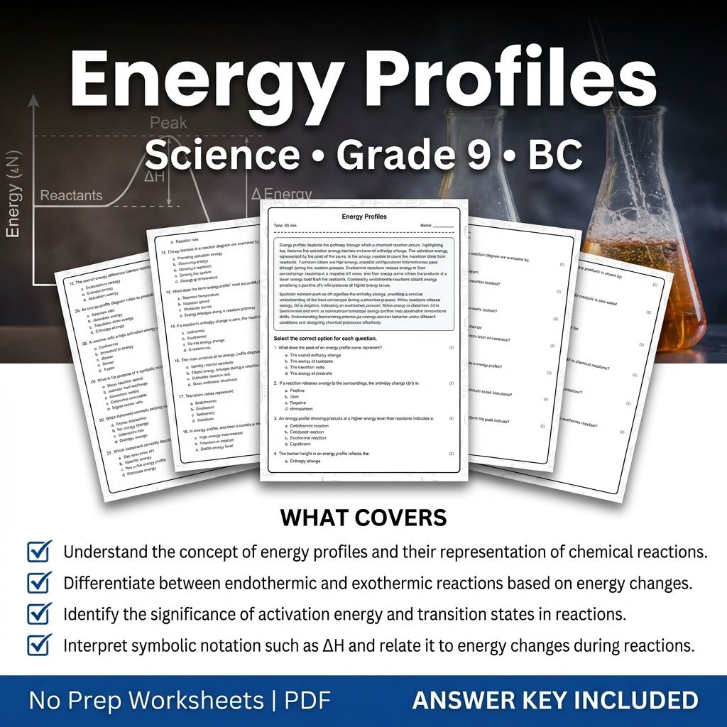 Grade 9 Science | Energy Profiles Worksheet & Answer Key (Printable PDF)