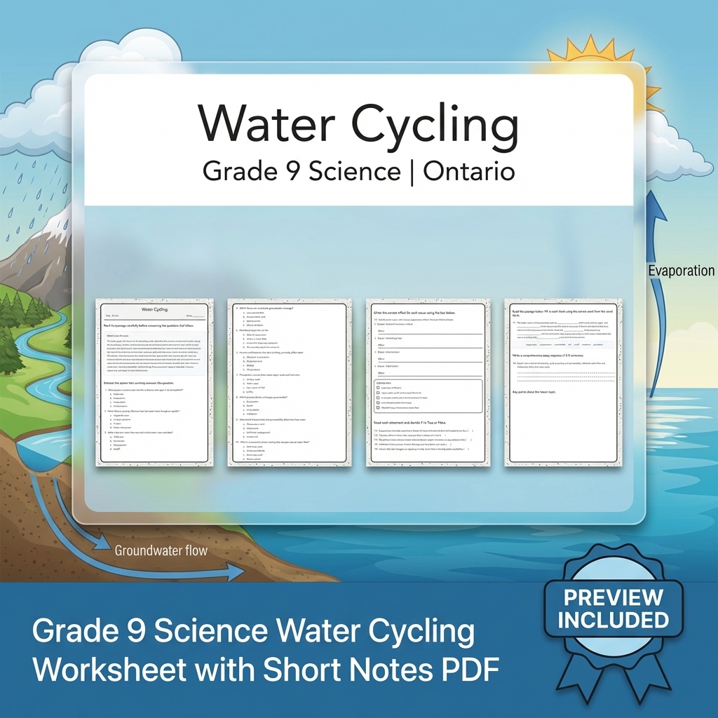 Grade 9 Science Lesson Group Bundle | Ontario Curriculum Worksheets — included worksheet 12