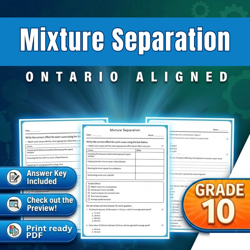 Grade 10 Science | Mixture Separation Worksheet (Ontario Standards) (PDF)