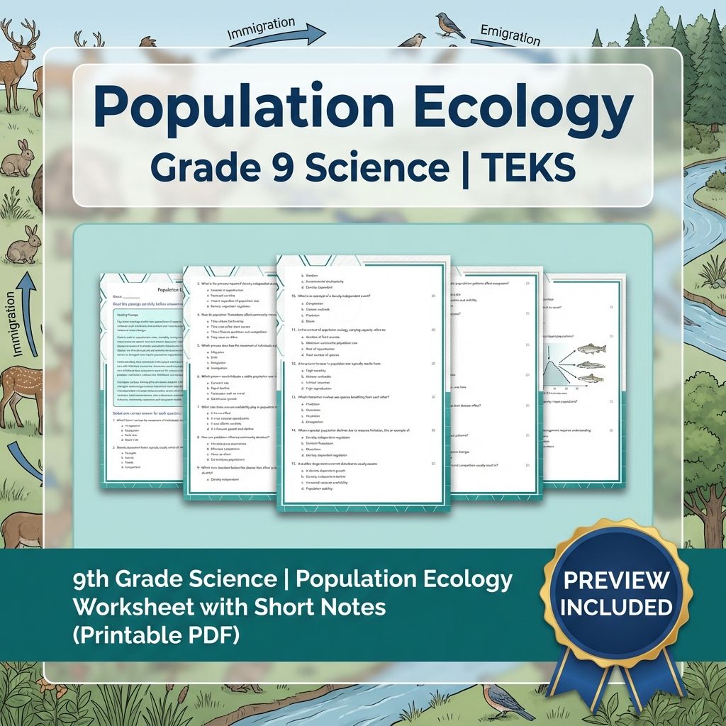 Grade 9 Science Worksheet Bundle: Cell Biology, Genetics & Ecology (Collection) — included worksheet 35