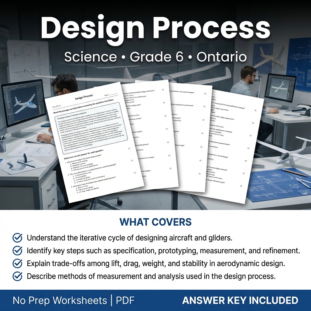 Design Process Grade 6 Science Worksheet | Ontario Standards