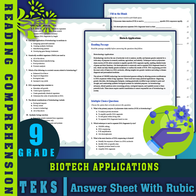 Grade 9 Science reading worksheets worksheet — 9th Grade Science | Biotech Applications Reading Worksheets (PDF & Answer K…