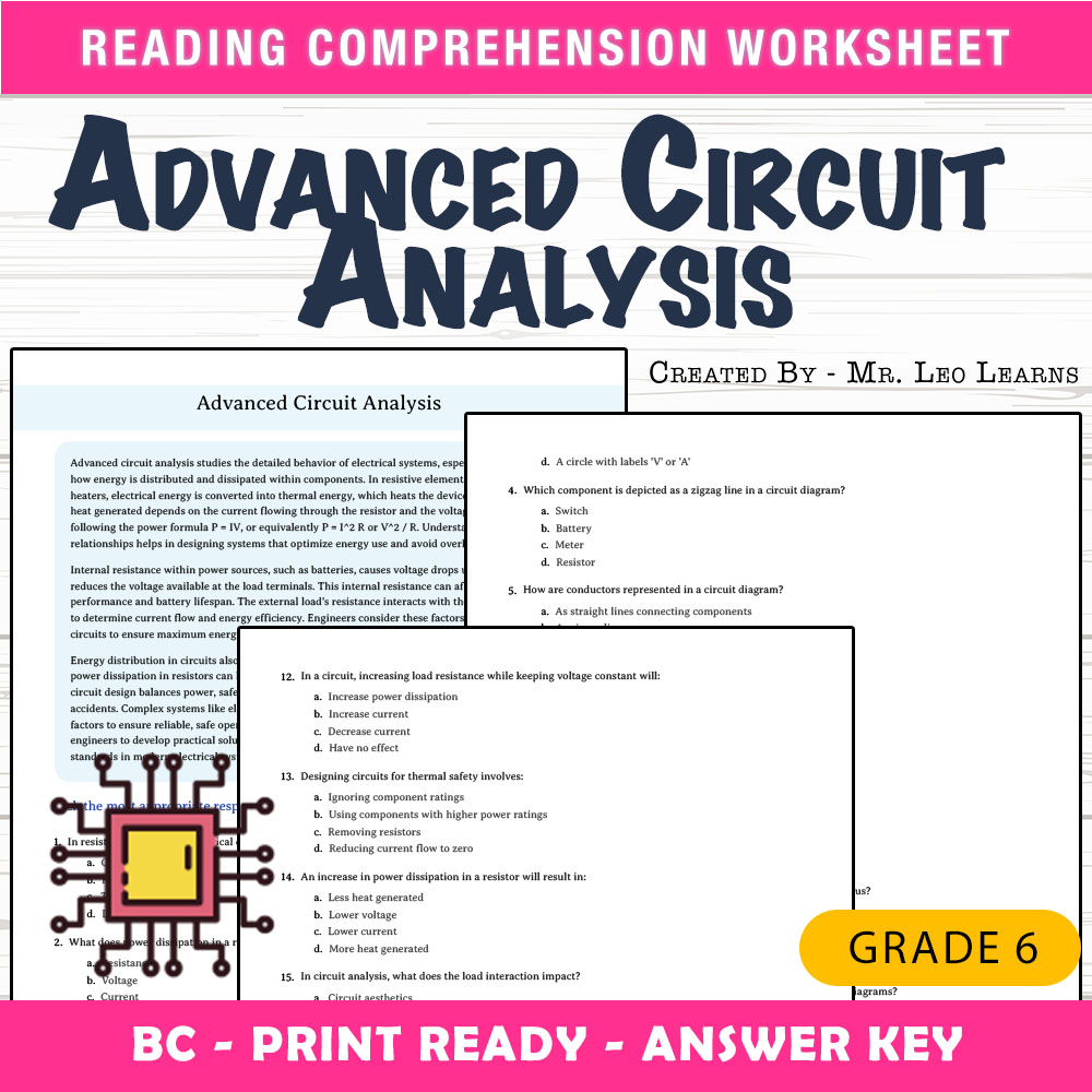 Grade 6 Science worksheet mcq paper worksheet — Grade 6 Science — Worksheet MCQ Paper for Mastering Circuit Analysis — page 1