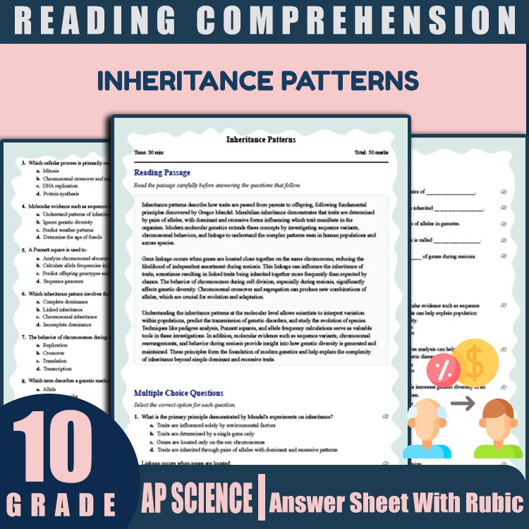 Grade 10 Science reading worksheets worksheet — Grade 10 Science | Inheritance Patterns Reading Worksheet (PDF + Answer Ke…