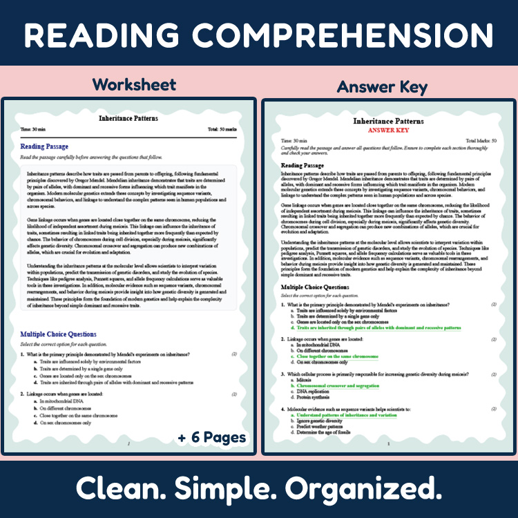 Grade 10 Science reading worksheets worksheet — Grade 10 Science | Inheritance Patterns Reading Worksheet (PDF + Answer Ke…