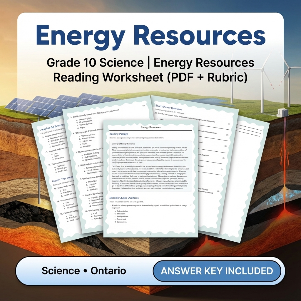 Grade 10 Science Unit Bundle – Earth Dynamics & Resources (PDF + Rubrics) — included worksheet 7