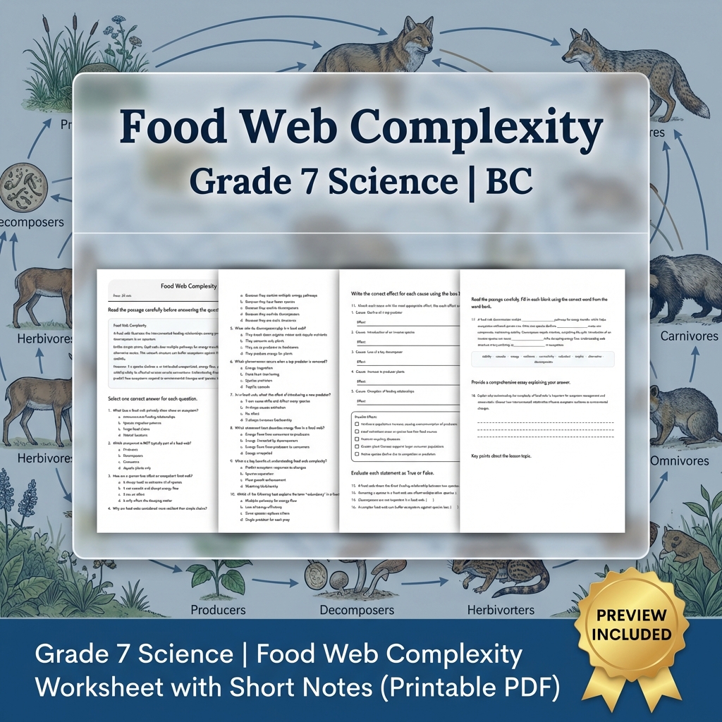Grade 7 Science Full Year Bundle Ecosystems, Cells & Earth Processes Worksheets — included worksheet 32