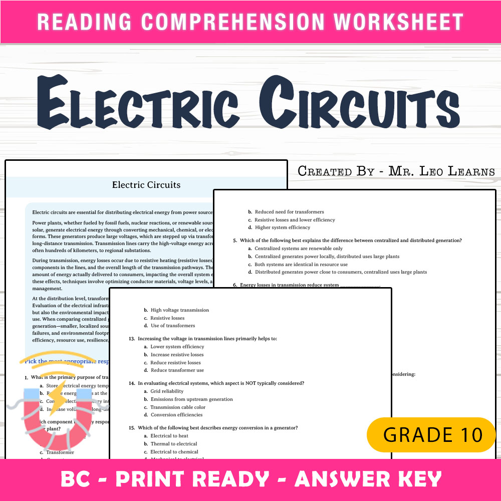 Grade 10 Science worksheet mcq paper worksheet — Grade 10 Science — Worksheet MCQ Paper for Mastering Electric Circuits —…