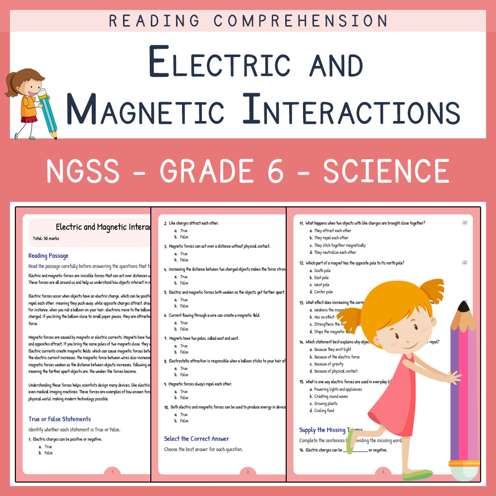 Grade 6 Science worksheets for primary grades worksheet — Grade 6 Science | Electric and Magnetic Interactions Worksheet (…