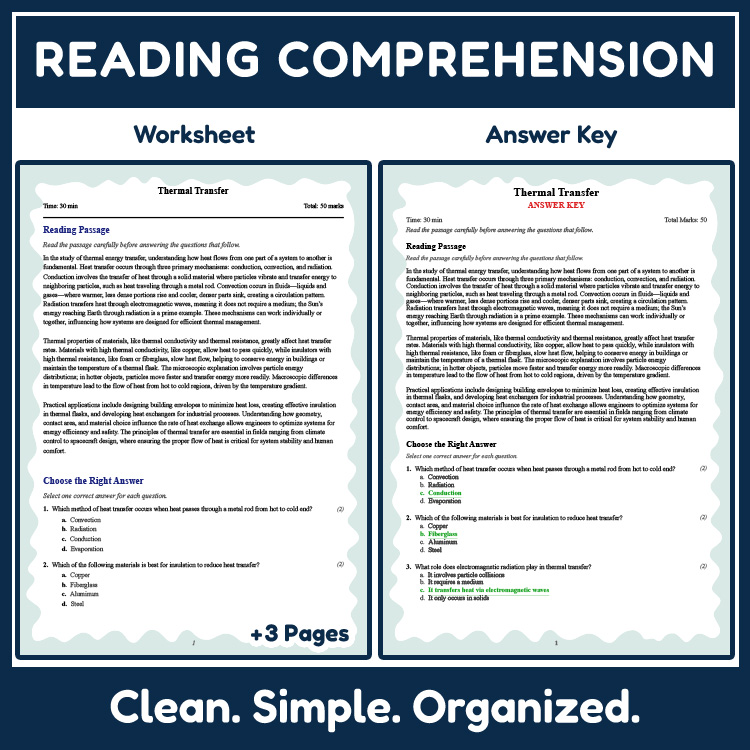 Grade 8 Science reading worksheets worksheet — 8th Grade Science | Thermal Transfer Reading Worksheet (Answer Key) — page 2