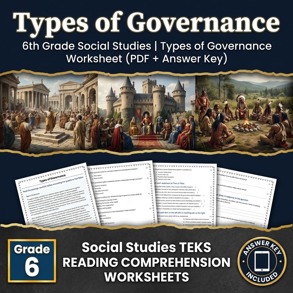 Grade 6 Social Studies | Types of Governance & Political Institutions Bundle — included worksheet 1