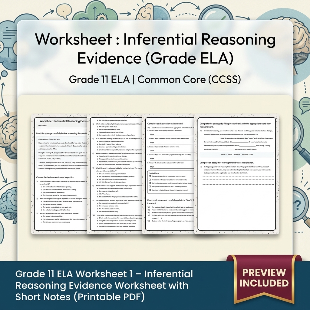 Grade 11 ELA Text Analysis and Writing Full-Year Bundle: Common Core (CCSS) — included worksheet 25