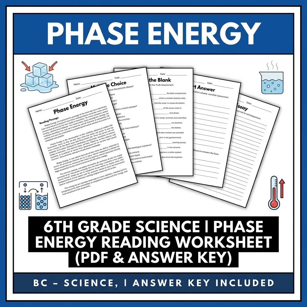 6th Grade Science | Phase Energy Reading Worksheet (PDF & Answer Key)