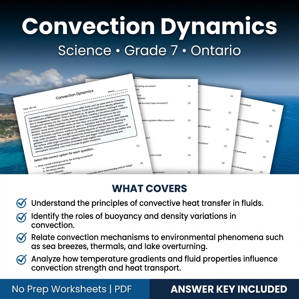 Convection Dynamics Grade 7 Science Worksheet | Ontario Standards