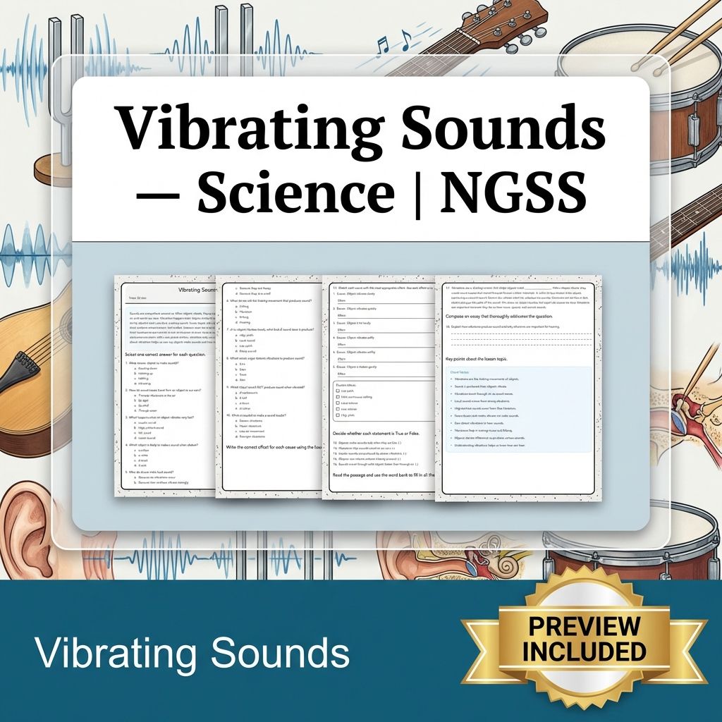Grade 1 Science | Vibrating Sounds Worksheet with Short Notes (Printable PDF)