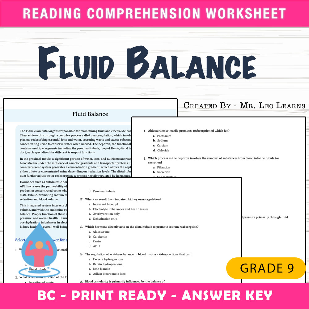 Grade 9 Science worksheet mcq paper worksheet — Grade 9 Science — Worksheet MCQ Paper for Mastering Fluid Balance — page 1