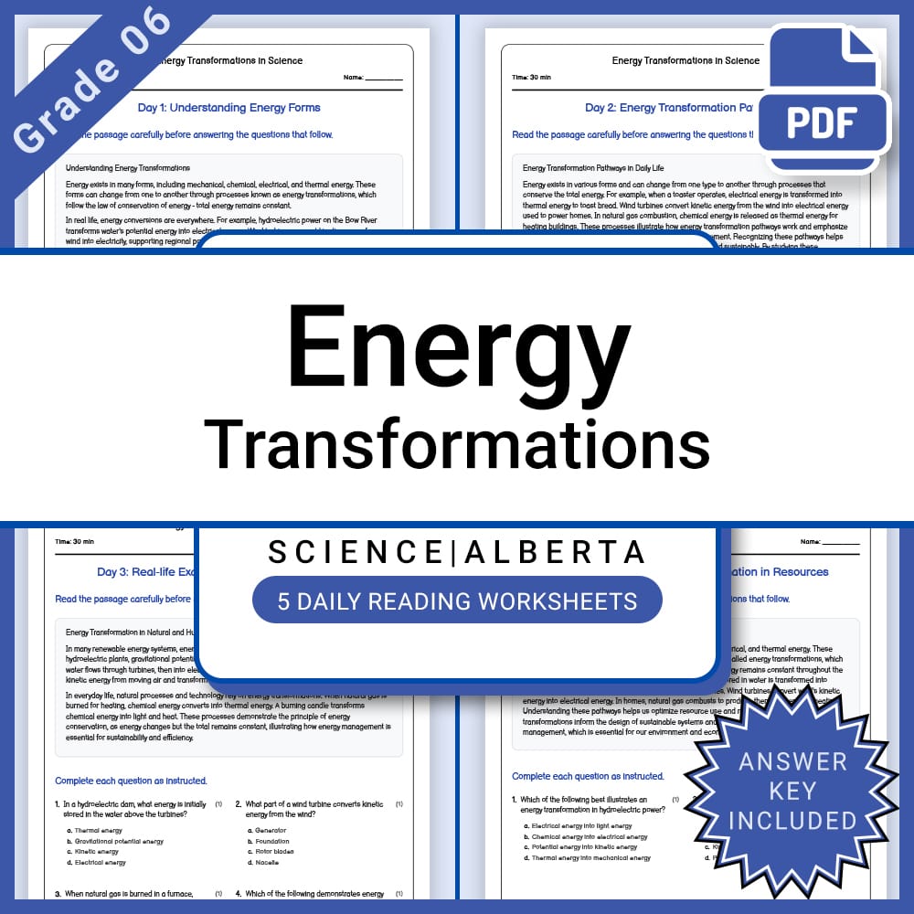 Grade 7 Science Lesson Bundle | Thermal Energy and Systems Alberta Framework — included worksheet 9
