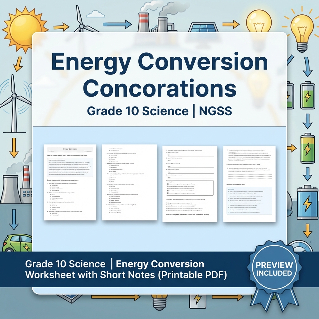 Grade 10 Science | Energy Unit Bundle – NGSS Aligned Worksheets  — included worksheet 2