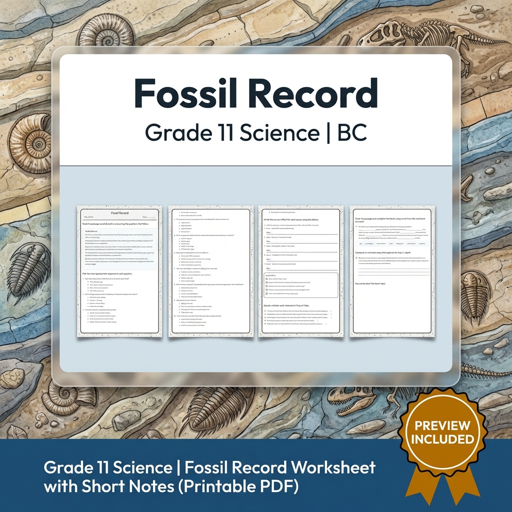 Grade 11 Science Full Year Bundle | Atomic Theory, Biology, Motion & Energy Worksheets — included worksheet 39