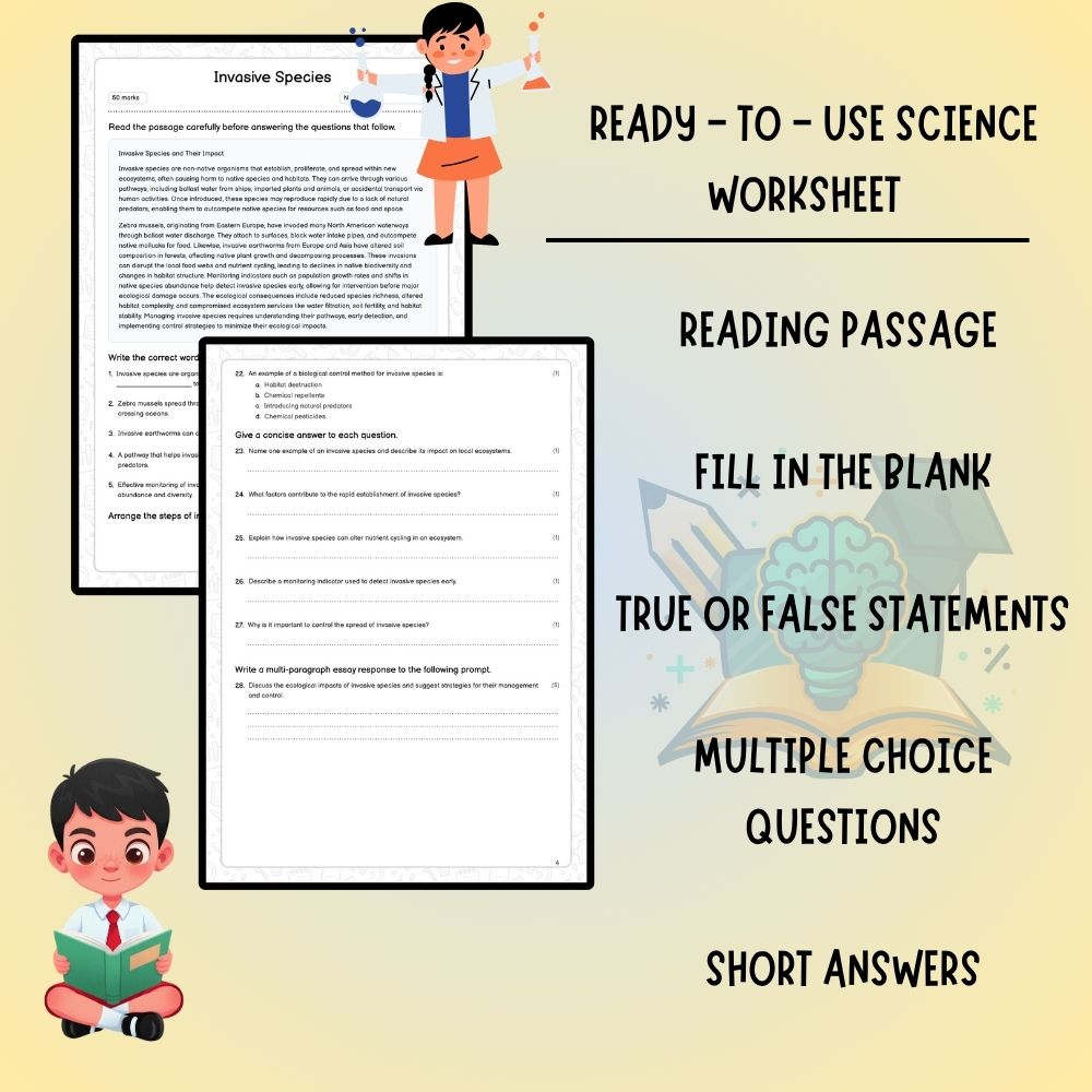 Grade 6 Science worksheet worksheet — Grade 6 Science – Invasive Species Worksheet (Worksheet + Answer Key) – Ontario Stan…