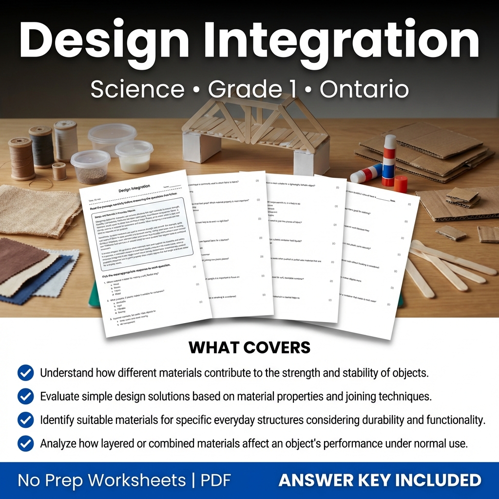 Design Integration Worksheet for Grade 1 Science Ontario Standards