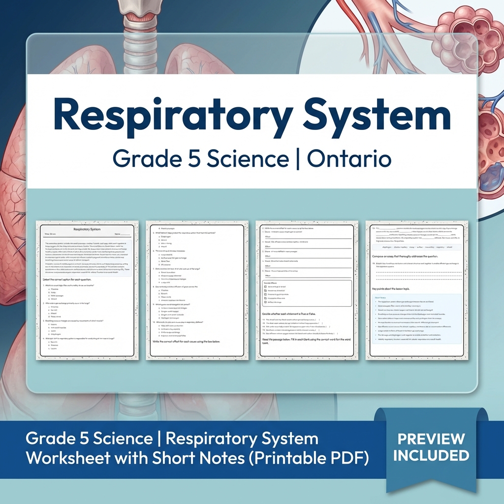 Grade 5 Science Lesson Group – Ontario Curriculum Worksheets Bundle — included worksheet 7