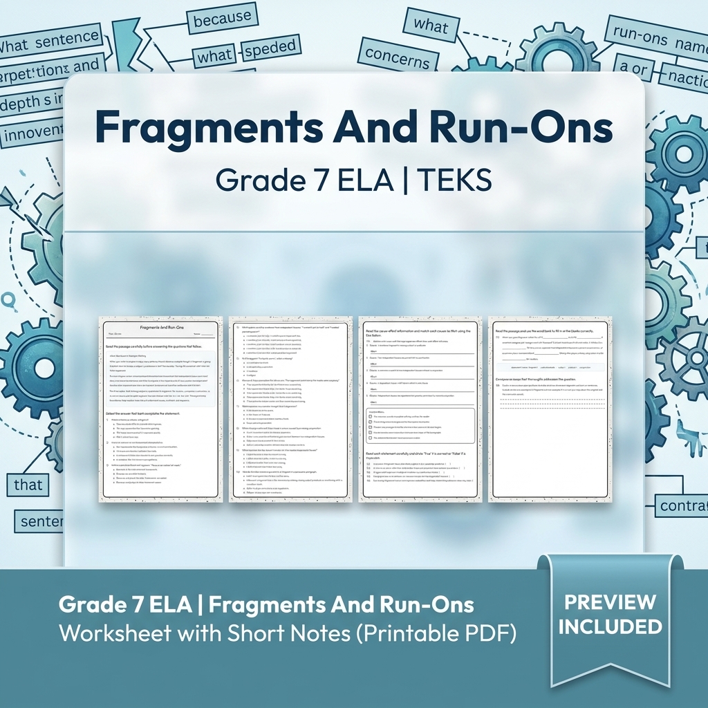 Grade 7 Evidence-Based Research Writing ELA full-year bundle TEKS — included worksheet 27