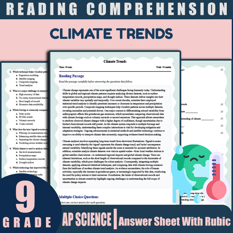Grade 9 Science reading worksheets worksheet — 9th Grade Science | Climate Trends Reading Worksheet with Answer Key (PDF)…