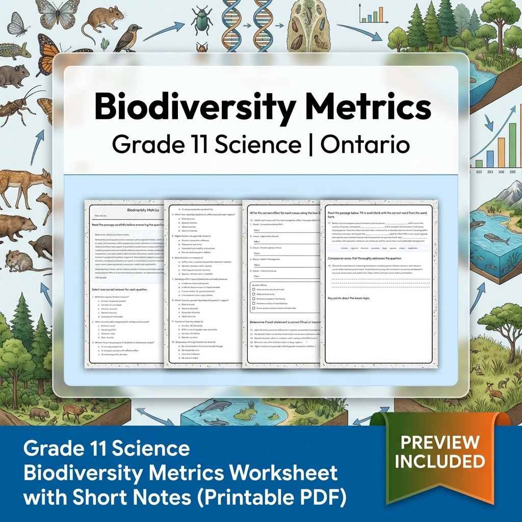 Grade 11 Science Lesson Group Bundle – Ontario Ecosystems & Sustainability — included worksheet 10