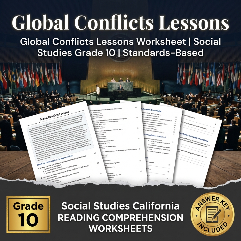 Global Conflicts Lessons Worksheet | Social Studies Grade 10 | Standards-Based