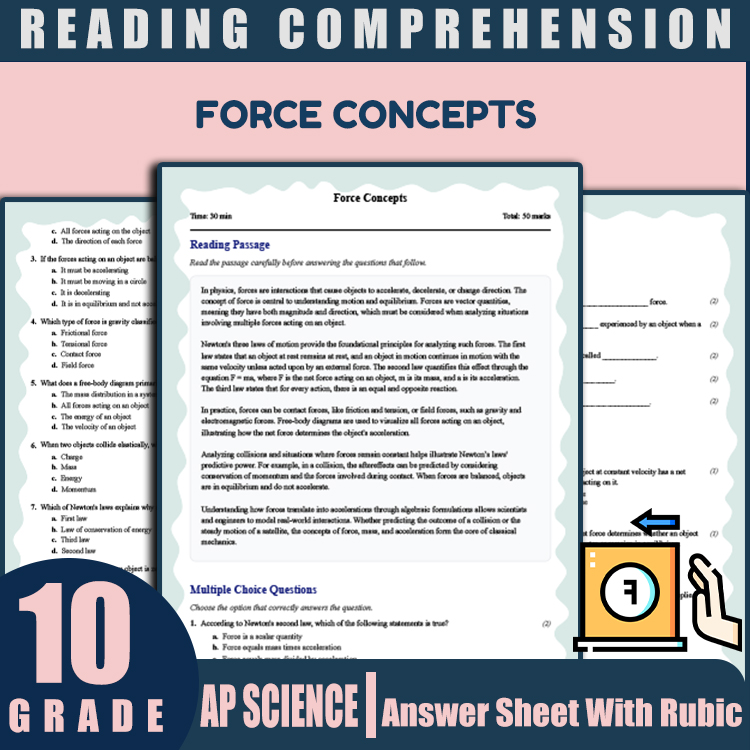 Grade 10 Science reading worksheets worksheet — Grade 10 Science | Force Concepts Reading Worksheet with Answer Key (PDF)…