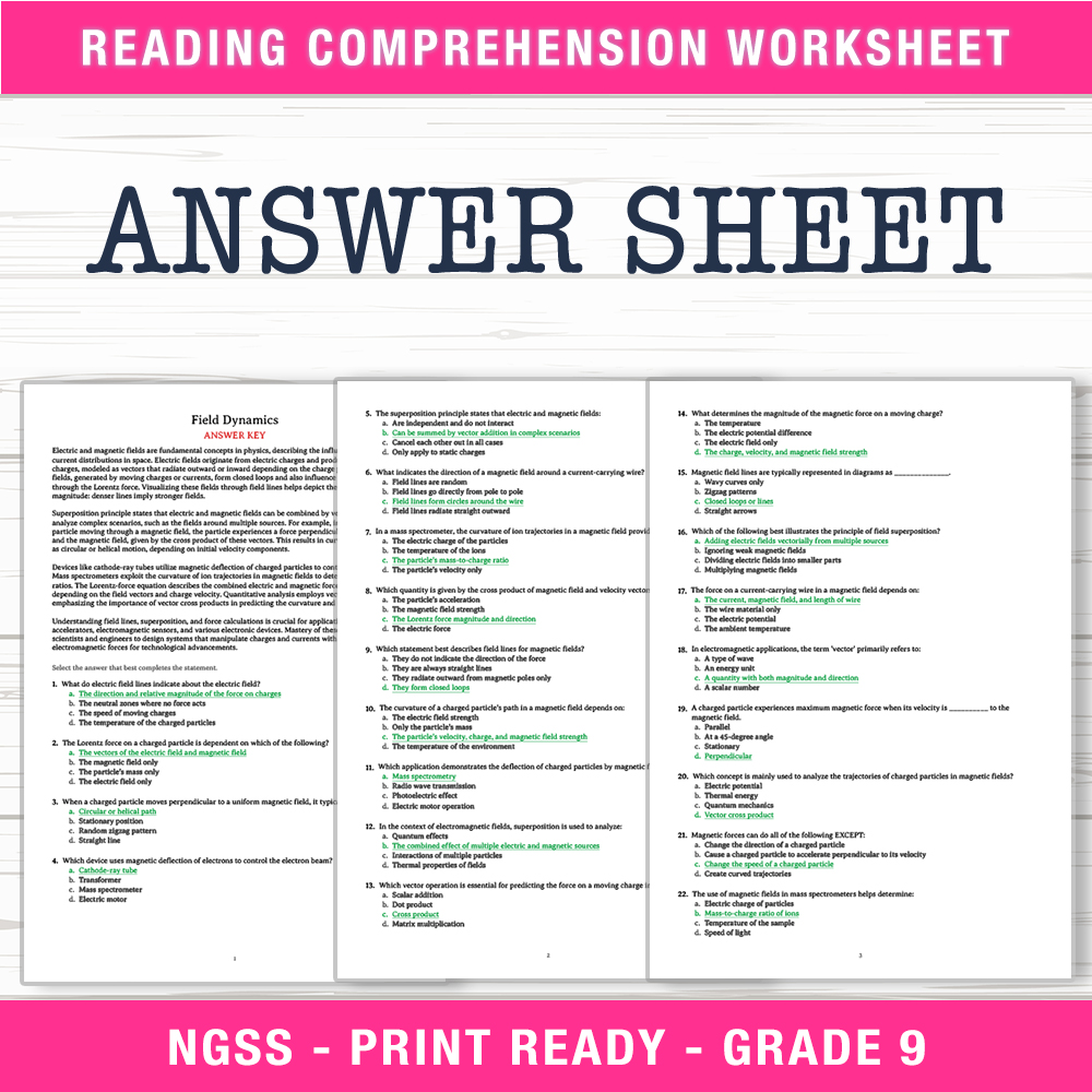 Grade 9 Science worksheet worksheet — Grade 9 Science | Field Dynamics Worksheet (PDF + Answer Key) — page 2