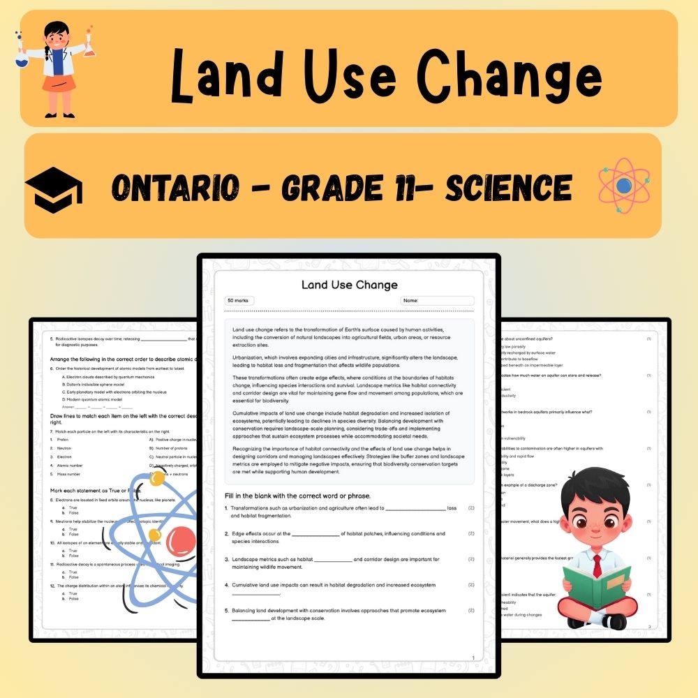 Grade 11 Science worksheet worksheet — Grade 11 Science | Land Use Change Worksheet (Worksheet + Answer Key) - Ontario Sta…