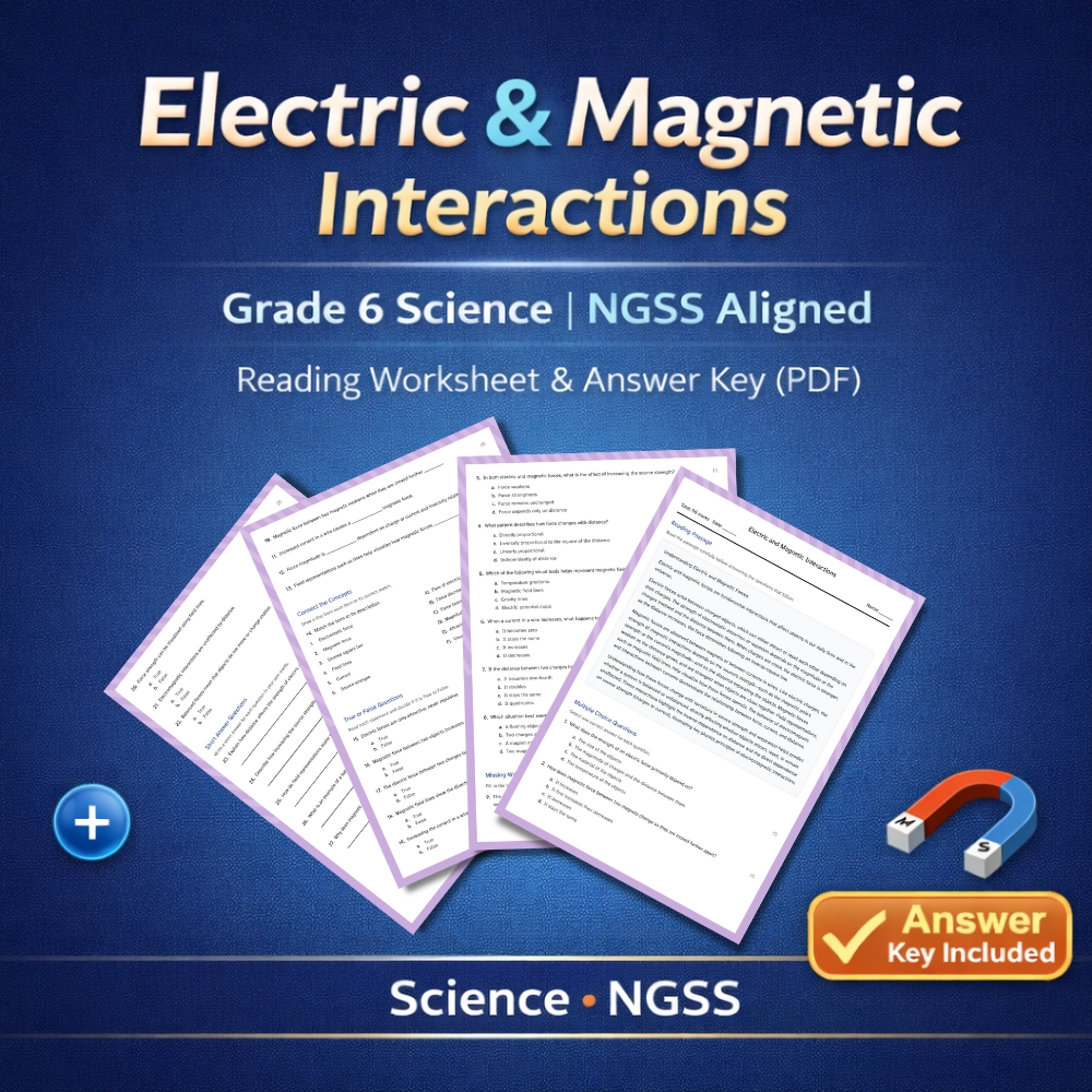 Grade 6 Science Unit Bundle | Forces, Motion & Interactions Worksheets (NGSS) — included worksheet 2